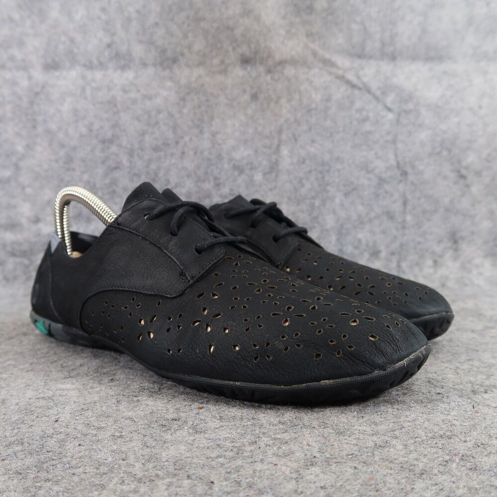 Merrell Shoes Womens 8 Casual Leather Sneakers Black Mimix Maze Eyelet Laser Cut